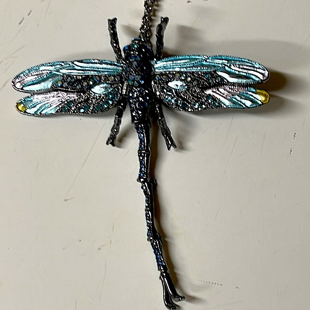 3” Dragonfly brooch which can be worn as a pendant with chain